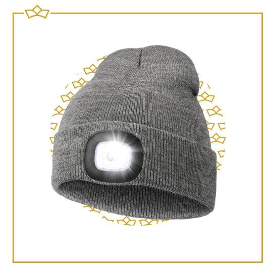 ATTREZZO® Muts met licht - Led Verlichting in het donker - Met Batterij - Unisex - One size - Voor Volwassenen - Grijs