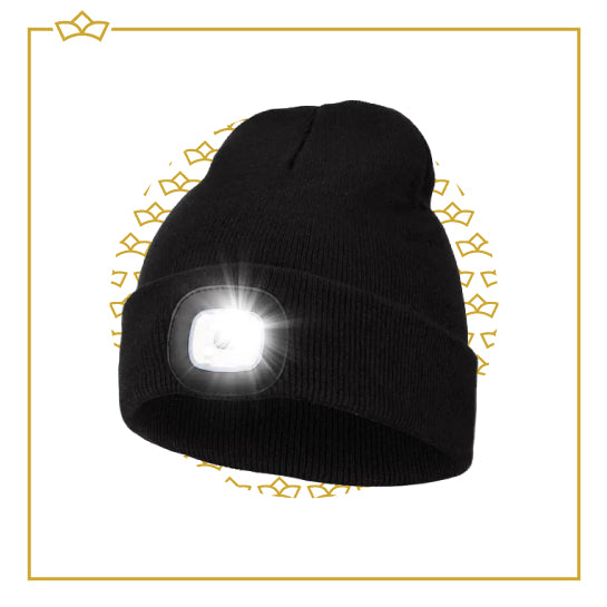 ATTREZZO® Muts met licht - Led Verlichting in het donker - Met Batterij - Unisex - One size - Voor Volwassenen - Zwart
