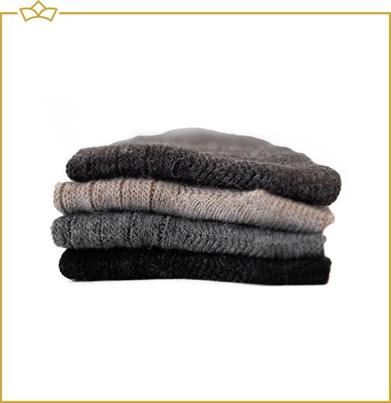 ATTREZZO® 2 paar Alpaca sokken - maat 35-38 - Lichtbruin/Donkerbruin