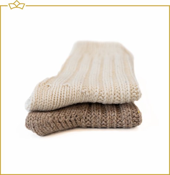 ATTREZZO® 2 paar Alpaca sokken - maat 35-38 - Wol - Wit en Beige - extra warm!