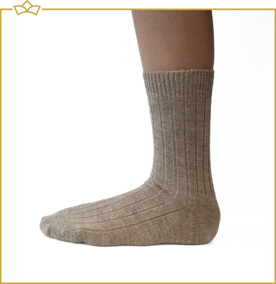 ATTREZZO® 2 paar Alpaca sokken - maat 35-38 - Lichtbruin/Donkerbruin
