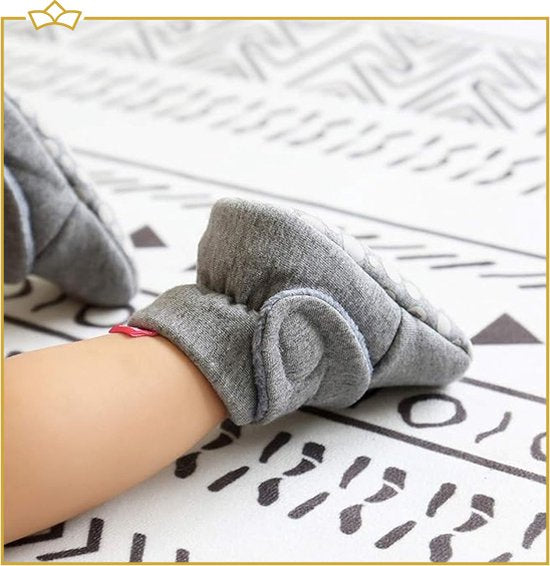 ATTREZZO® Baby slofjes - Pantoffels - Grijs - 18-24 maand - Met klittenband