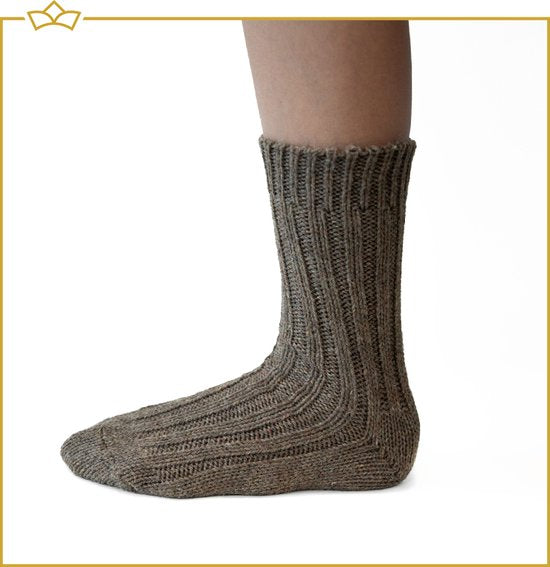 ATTREZZO® 2 paar Alpaca sokken - maat 35-38 - Wol - Bruin - extra warm!