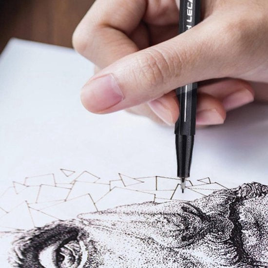ATTREZZO® Fineliners - Zwart - Tekenen - Tekenset - Tekenpen - Set van 10