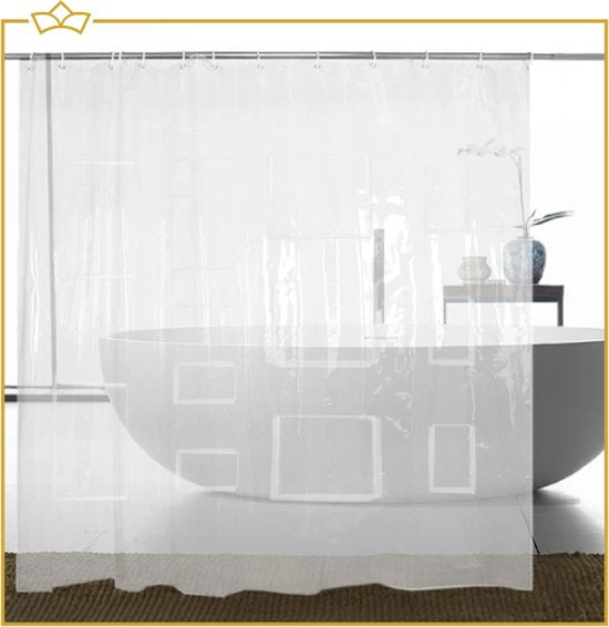 ATTREZZO® Douchegordijn - Doorzichtig - Met Zakjes - 178x183 cm - Wasbaar - Douche Gordijn