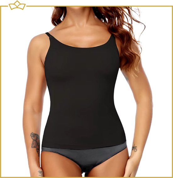 ATTREZZO® Corrigerend hemd Dames - Zwart - Maat L - Shapeware dames