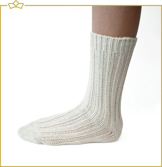 ATTREZZO® 2 paar Alpaca sokken - maat 35-38 - Wol - Wit en Beige - extra warm!