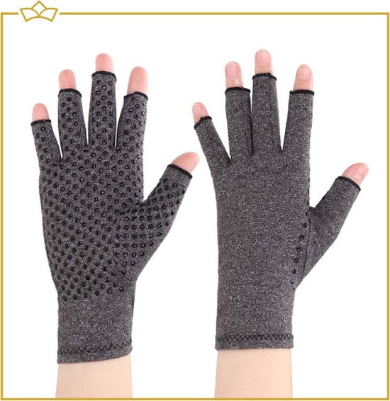 ATTREZZO® Compressie handschoenen - Grijs - Maat L - Anti slip - One size - Ideaal voor patiënten van Reuma - Artritis - Artrose
