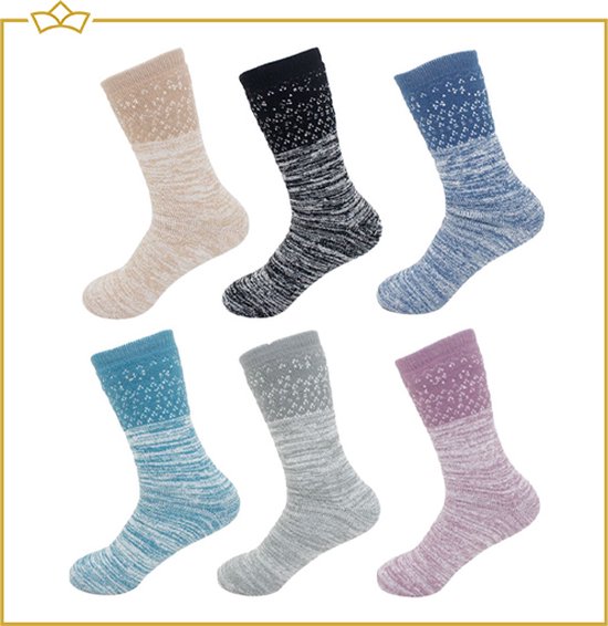 ATTREZZO® Dikke Sokken - Dames - Beige - maat 35-38 - Winter Sokken - Nordic Socks