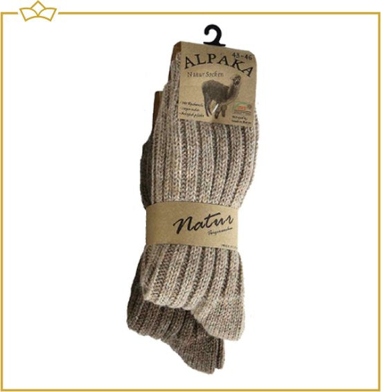 ATTREZZO® 2 paar Alpaca sokken - maat 35-38 - Wol - Bruin - extra warm!