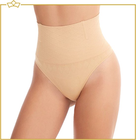 ATTREZZO® Butt lifter onderbroek - String - Billen lift broekje - Shapewear voor taille - Baleinen - Beige - Maat XL