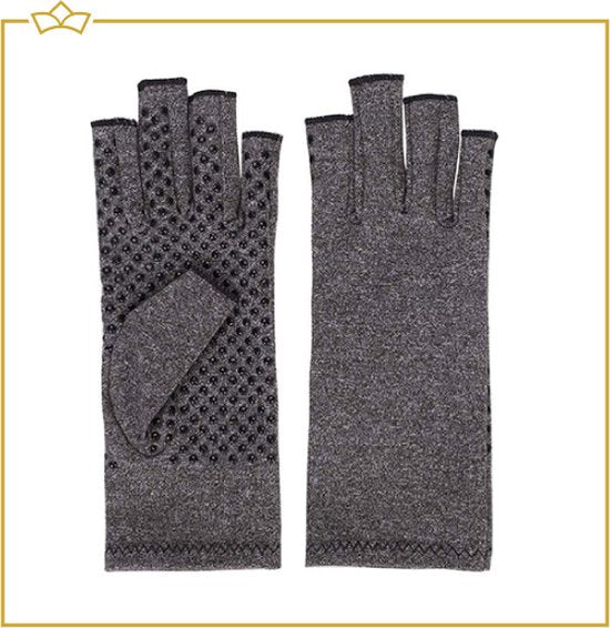 ATTREZZO® Compressie handschoenen - Grijs - Maat L - Anti slip - One size - Ideaal voor patiënten van Reuma - Artritis - Artrose