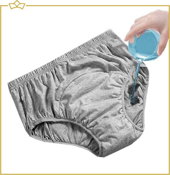 ATTREZZO® - Incontinentie onderbroek - Maat L - Onderbroek - Volwassenen - Heren - Grijs - Incontinentiebroekjes