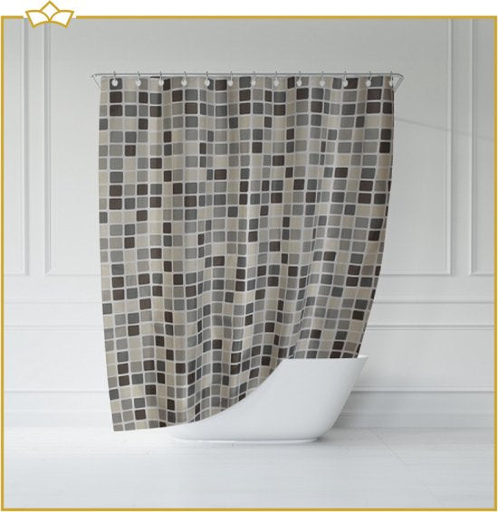 ATTREZZO® Douchegordijn Blokken - 180x180 cm