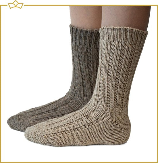 ATTREZZO® 2 paar Alpaca sokken - maat 35-38 - Wol - Bruin - extra warm!