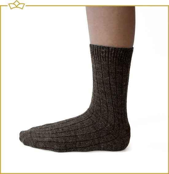 ATTREZZO® 2 paar Alpaca sokken - maat 35-38 - Lichtbruin/Donkerbruin