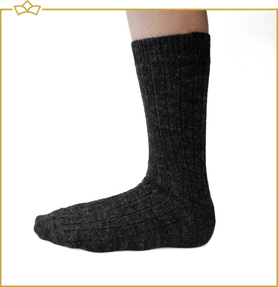 ATTREZZO® 2 paar Alpaca sokken - maat 39-42 - Lichtgrijs/Antraciet