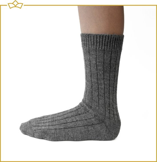 ATTREZZO® 2 paar Alpaca sokken - maat 39-42 - Lichtgrijs/Antraciet