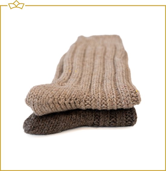 ATTREZZO® 2 paar Alpaca sokken - maat 35-38 - Wol - Bruin - extra warm!