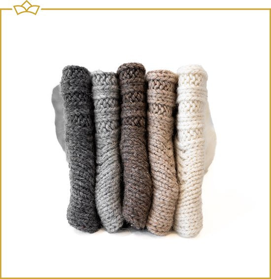 ATTREZZO® 2 paar Alpaca sokken - maat 35-38 - Wol - Bruin - extra warm!