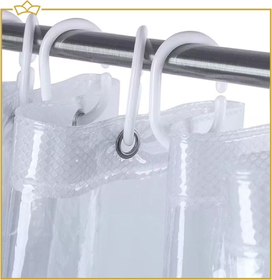 ATTREZZO® Douchegordijn - Doorzichtig - Met Zakjes - 178x183 cm - Wasbaar - Douche Gordijn