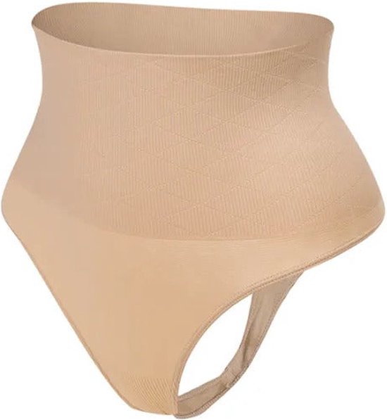 ATTREZZO® Butt lifter onderbroek - String - Billen lift broekje - Shapewear voor taille - Baleinen - Beige - Maat XL