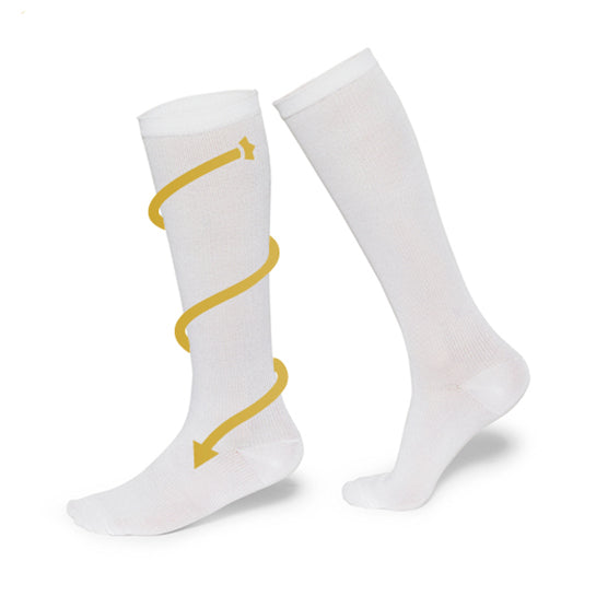 ATTREZZO® Therapeutische compressie sokken – 2 paar – Compressiekousen - Wit - Maat 41-46 - L/XL