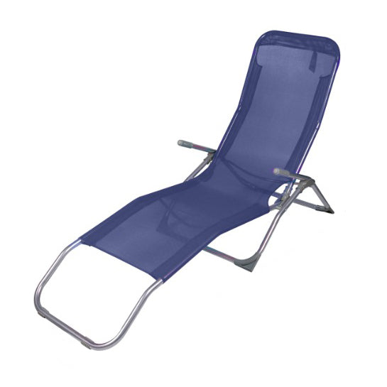 ATTREZZO® Ligbed - Verstelbaar - Opvouwbaar - Ligstoel - Tuin - Buiten - Zonnebed - Weerbestendig - Donkerblauw