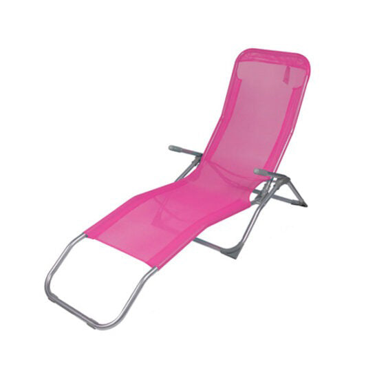 ATTREZZO® Ligbed - Verstelbaar - Opvouwbaar - Ligstoel - Tuin - Buiten - Zonnebed - Weerbestendig - Roze