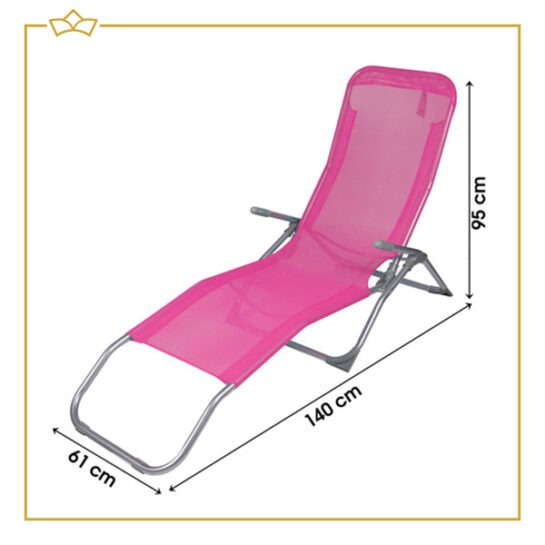 ATTREZZO® Ligbed - Verstelbaar - Opvouwbaar - Ligstoel - Tuin - Buiten - Zonnebed - Weerbestendig - Roze
