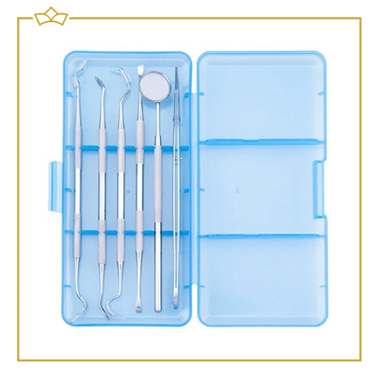 ATTREZZO® – 7 delige premium RVS Tandverzorgingsset inclusief case – Gebitsverzorging – Tandenstokers – Tandverzorging – Tandenflosser – Flossen