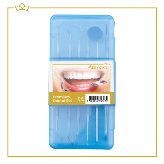 ATTREZZO® – 7 delige premium RVS Tandverzorgingsset inclusief case – Gebitsverzorging – Tandenstokers – Tandverzorging – Tandenflosser – Flossen