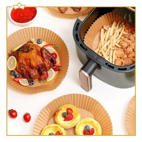 ATTREZZO® Airfryer-Backpapier – Airfryer-Zubehör – Einweg-Backpapier – 30 Stück – Ø 20 cm