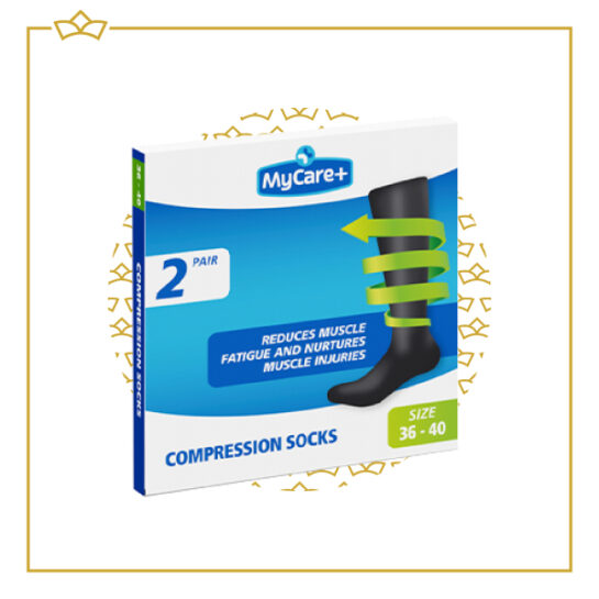 ATTREZZO® Therapeutische compressie sokken – 2 paar – Compressiekousen - Zwart - Maat: 41-46 - L/XL