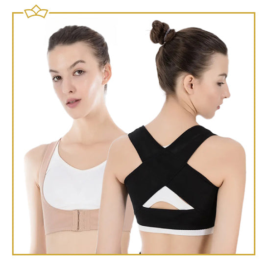 ATTREZZO® Dames rugbrace - rugband - houdingscorrectie - postuur corrector - Maat L - Beige