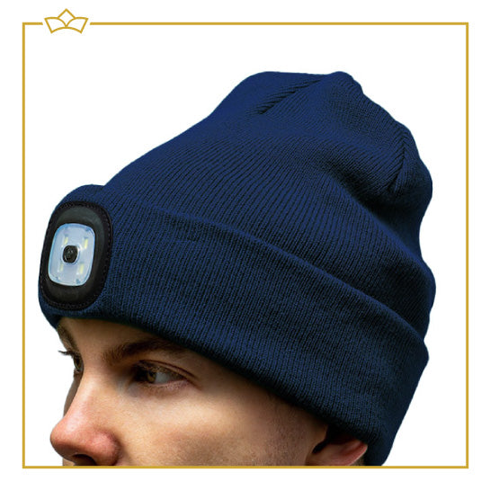 ATTREZZO® Muts met licht - Led Verlichting in het donker - Met Batterij - Unisex - One size - Voor Volwassenen - Blauw