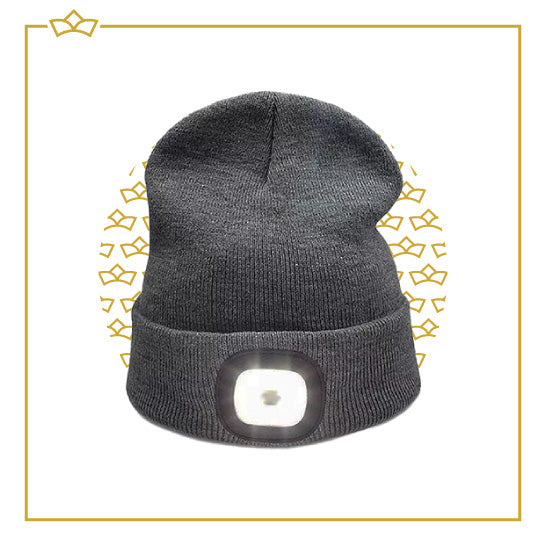 ATTREZZO® Muts met licht - Led Verlichting in het donker - Met Batterij - Unisex - One size - Voor Volwassenen - Grijs