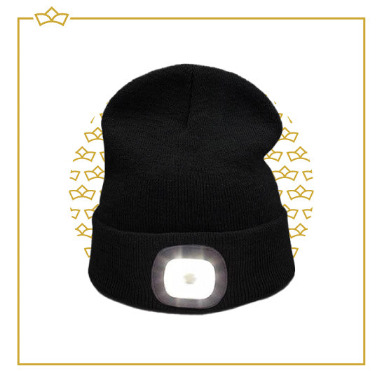 ATTREZZO® Muts met licht - Led Verlichting in het donker - Met Batterij - Unisex - One size - Voor Volwassenen - Zwart