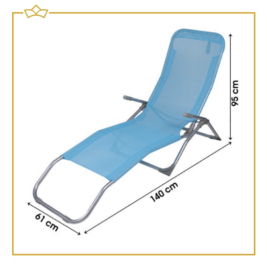 ATTREZZO® Ligbed - Verstelbaar - Opvouwbaar - Ligstoel - Tuin - Buiten - Zonnebed - Weerbestendig - Lichtblauw