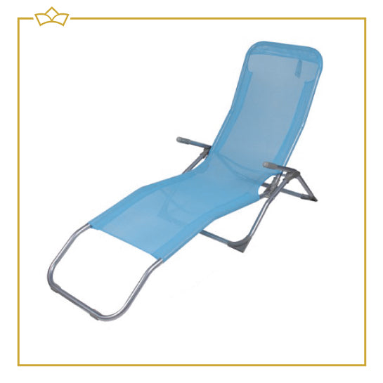 ATTREZZO® Ligbed - Verstelbaar - Opvouwbaar - Ligstoel - Tuin - Buiten - Zonnebed - Weerbestendig - Lichtblauw