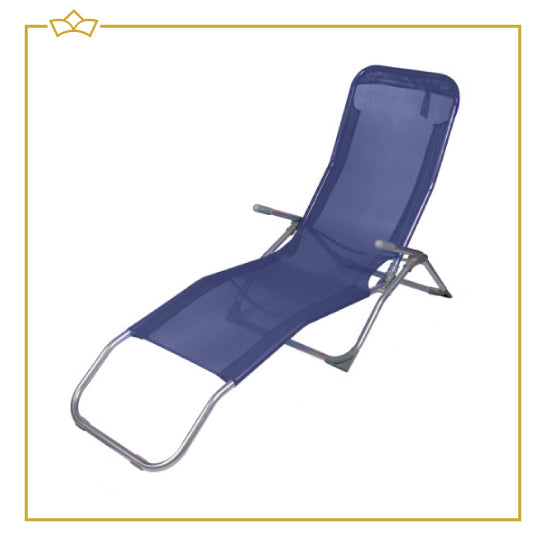 ATTREZZO® Ligbed - Verstelbaar - Opvouwbaar - Ligstoel - Tuin - Buiten - Zonnebed - Weerbestendig - Donkerblauw