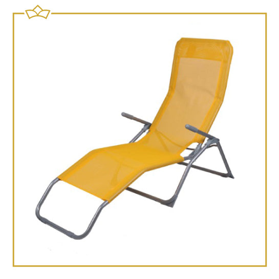 ATTREZZO® Ligbed - Verstelbaar - Opvouwbaar - Ligstoel - Tuin - Buiten - Zonnebed - Weerbestendig - Geel