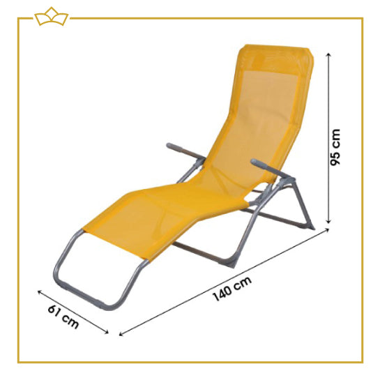 ATTREZZO® Set van 2 Ligbedden - Ligbed - Verstelbaar - Opvouwbaar - Ligstoel - Tuin - Buiten - Zonnebed - Weerbestendig - Geel