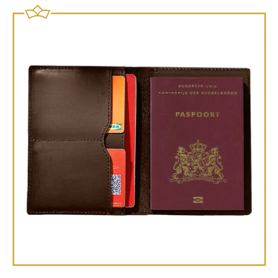 ATTREZZO® 100% Lederen Paspoort hoesje - Bruin - Paspoorthouder - Reisdocumenthouder - Travel wallet