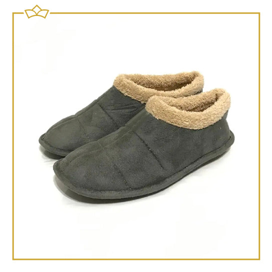 ATTREZZO® Sloffen met warme voering - Hoog model - Lichtgrijs - Maat 41 - pantoffels - Altijd warme voeten!