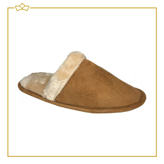 ATTREZZO® Sloffen met warme voering - laag model - Camel - Maat 44 - pantoffels - Altijd warme voeten!
