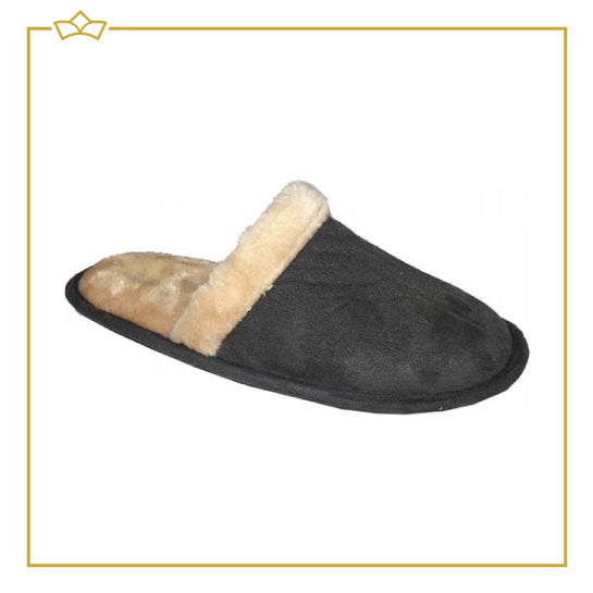ATTREZZO® Sloffen met warme voering - laag model - Donkergrijs - Maat 40 - pantoffels - Altijd warme voeten!