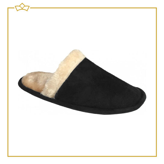 ATTREZZO® Sloffen met warme voering - laag model - Zwart - Maat 44 - pantoffels - Altijd warme voeten!