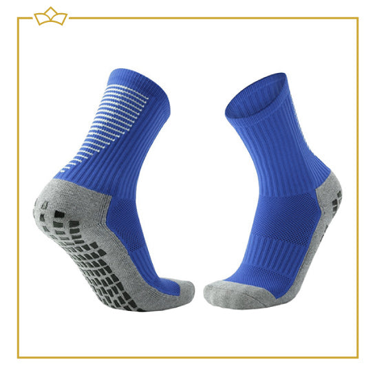 ATTREZZO® Premium sportsokken met extra grip - Blauw/Grijs - maat 38-45 - Extra Comfort - Anti blaren - Voetbal