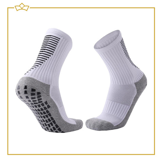 ATTREZZO® Premium sportsokken met extra grip - Wit- maat 38-45 - Extra Comfort - Anti blaren - Voetbal